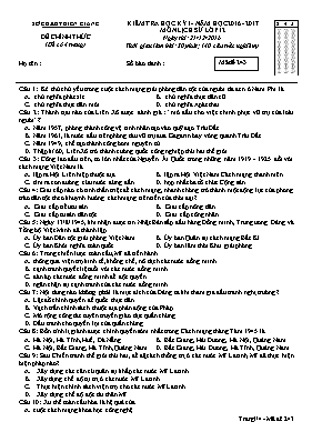Đề kiểm tra học kì I Lịch sử lớp 12 - Mã đề 201 - Trường THPT Đô Lương 2